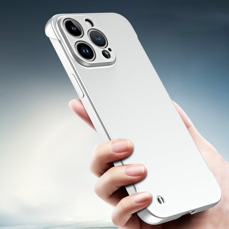For iPhone 15 Plus Frameless Metallic Paint Hybrid PC Phone Case(Space Silver)