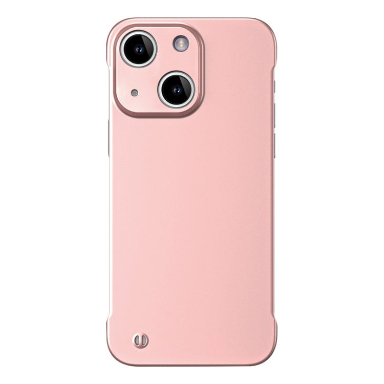 For iPhone 15 Plus Frameless Metallic Paint Hybrid PC Phone Case(Rose Gold)