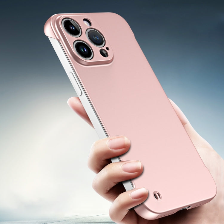 For iPhone 15 Plus Frameless Metallic Paint Hybrid PC Phone Case(Rose Gold)