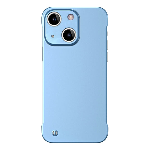 For iPhone 15 Plus Frameless Metallic Paint Hybrid PC Phone Case(Sierra Blue)