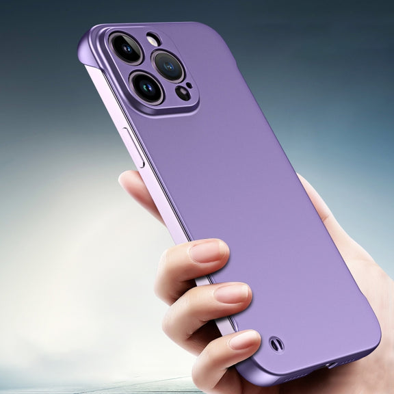 For iPhone 15 Plus Frameless Metallic Paint Hybrid PC Phone Case(Deep Purple)