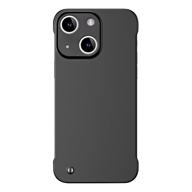 For iPhone 14 Plus Frameless Metallic Paint Hybrid PC Phone Case(Matte Black)