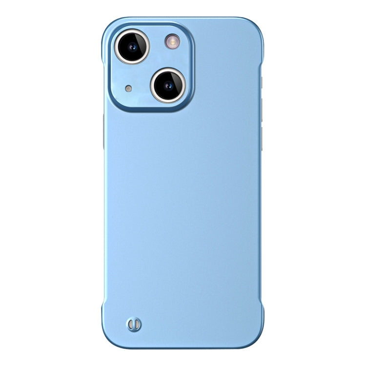 For iPhone 14 Plus Frameless Metallic Paint Hybrid PC Phone Case(Sierra Blue)