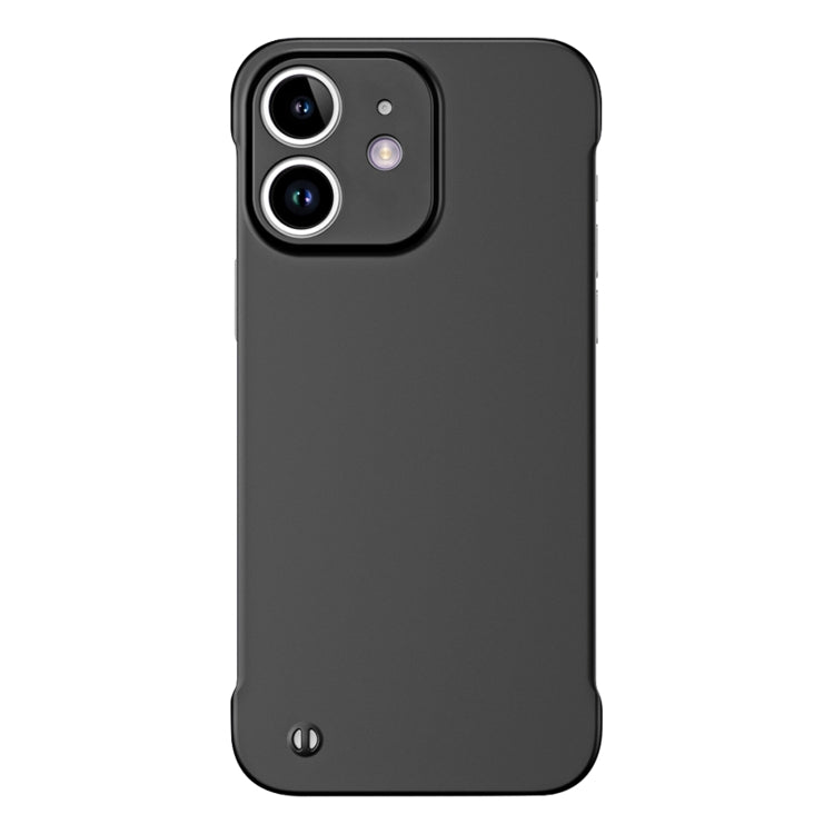 For iPhone 12 mini Frameless Metallic Paint Hybrid PC Phone Case(Matte Black)