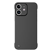 For iPhone 12 Frameless Metallic Paint Hybrid PC Phone Case(Matte Black)