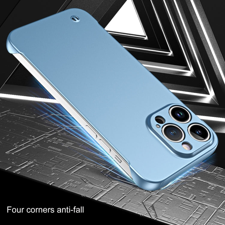 For iPhone 15 Pro Max Frameless Metallic Paint Hybrid PC Phone Case(Space Silver)