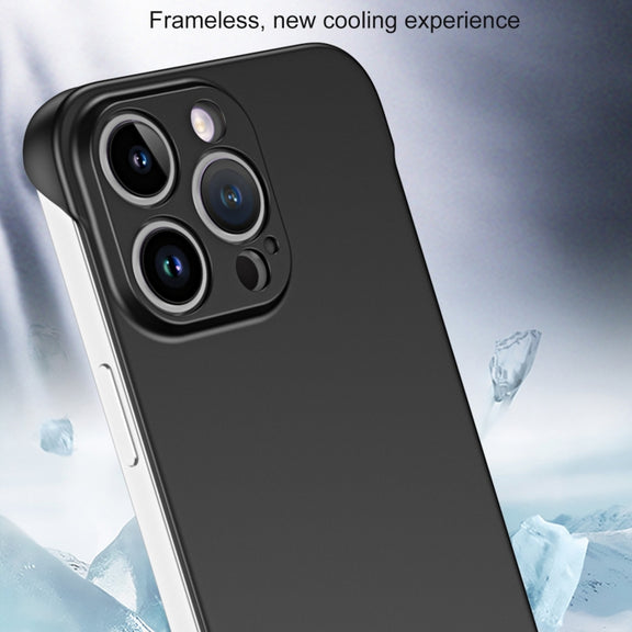 For iPhone 15 Pro Max Frameless Metallic Paint Hybrid PC Phone Case(Space Silver)