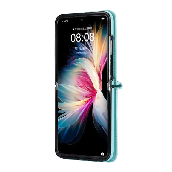 For Huawei P50 Pocket Rhombic Texture Card Bag Phone Case with Dual Lanyard(Green)