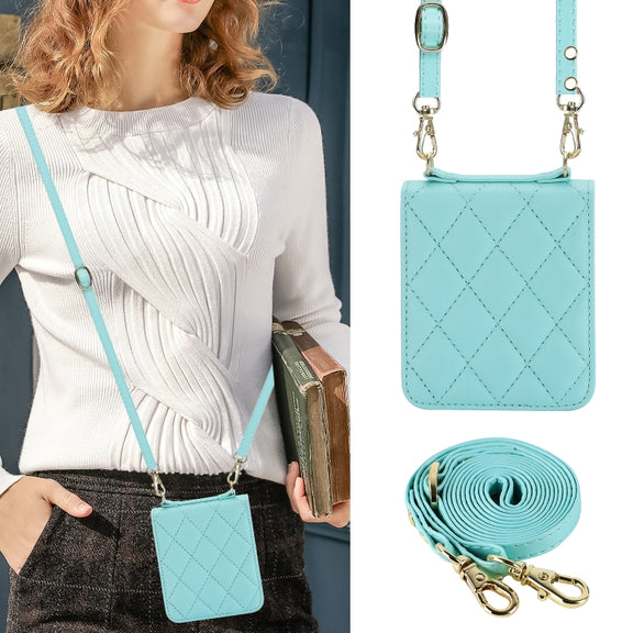 For Huawei P50 Pocket Rhombic Texture Card Bag Phone Case with Dual Lanyard(Green)