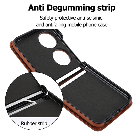 For Huawei P50 Pocket Rhombic Texture Card Bag Phone Case with Dual Lanyard(Brown)