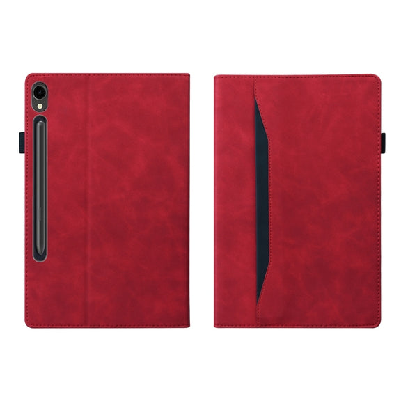 For Samsung Galaxy Tab S9 FE Splicing Shockproof Leather Tablet Case(Red)