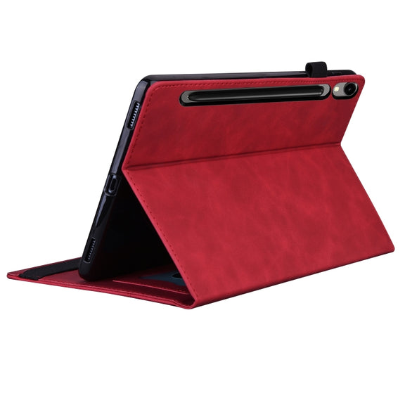 For Samsung Galaxy Tab S9 FE Splicing Shockproof Leather Tablet Case(Red)