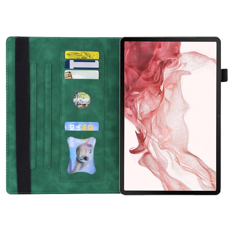 For Samsung Galaxy Tab S9 FE Splicing Shockproof Leather Tablet Case(Green)