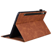 For Samsung Galaxy Tab S9 FE Splicing Shockproof Leather Tablet Case(Brown)