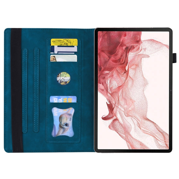 For Samsung Galaxy Tab S9 Ultra /S8 Ultra Splicing Shockproof Leather Tablet Case(Blue)