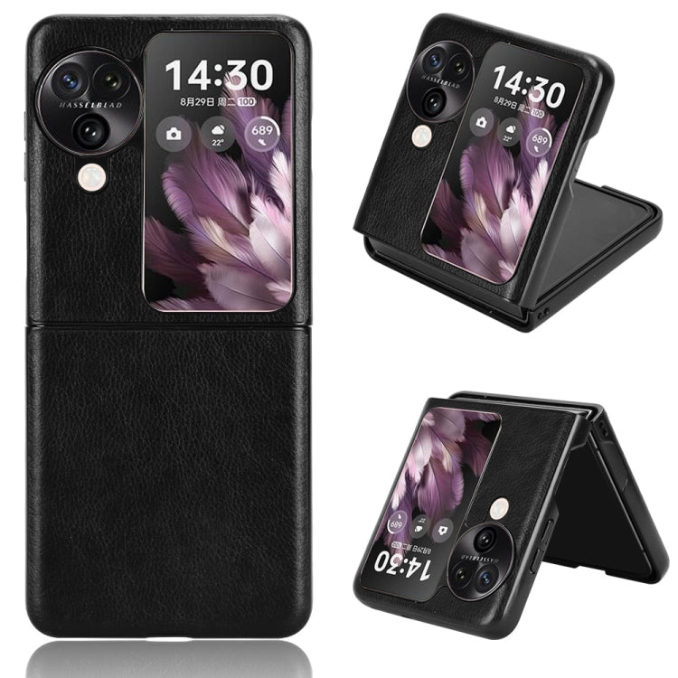 For OPPO Find N3 Flip Litchi Texture Back Cover Phone Case(Black)