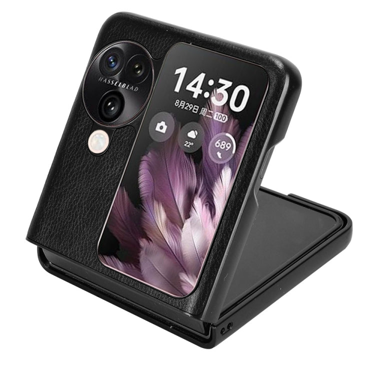 For OPPO Find N3 Flip Litchi Texture Back Cover Phone Case(Black)