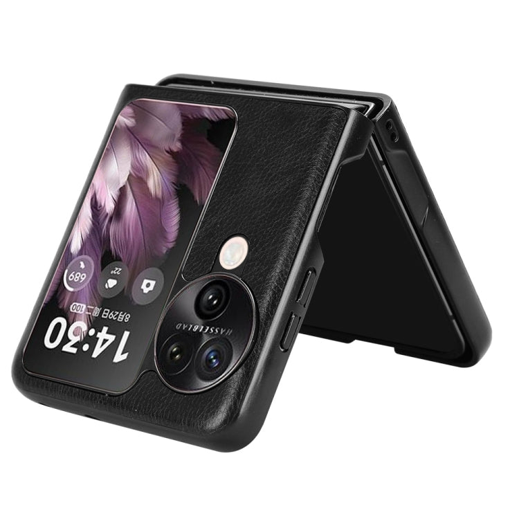 For OPPO Find N3 Flip Litchi Texture Back Cover Phone Case(Black)