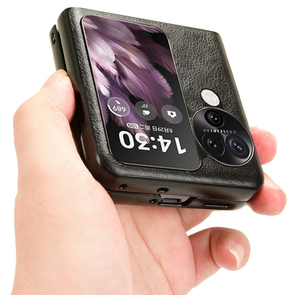 For OPPO Find N3 Flip Litchi Texture Back Cover Phone Case(Black)