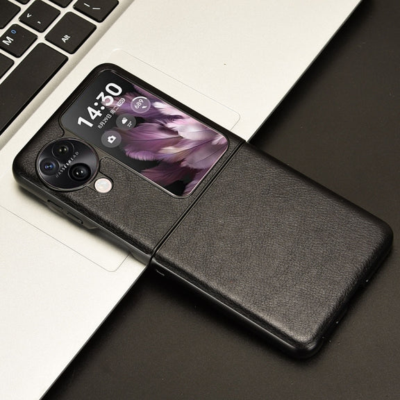 For OPPO Find N3 Flip Litchi Texture Back Cover Phone Case(Black)
