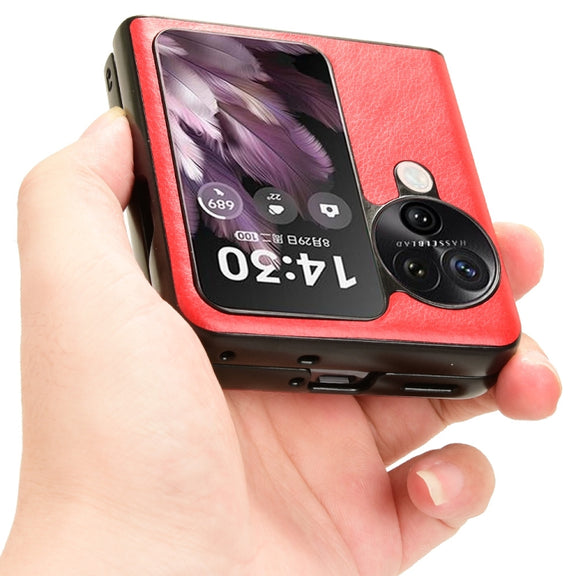 For OPPO Find N3 Flip Litchi Texture Back Cover Phone Case(Red)