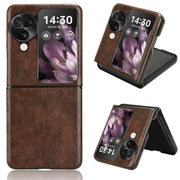 For OPPO Find N3 Flip Litchi Texture Back Cover Phone Case(Brown)