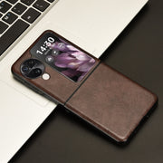 For OPPO Find N3 Flip Litchi Texture Back Cover Phone Case(Brown)