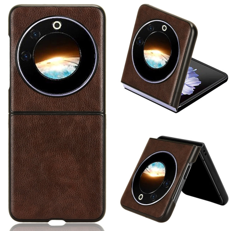 For Tecno Phantom V Flip Litchi Texture Back Cover Phone Case(Brown)
