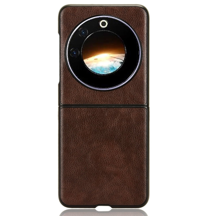 For Tecno Phantom V Flip Litchi Texture Back Cover Phone Case(Brown)