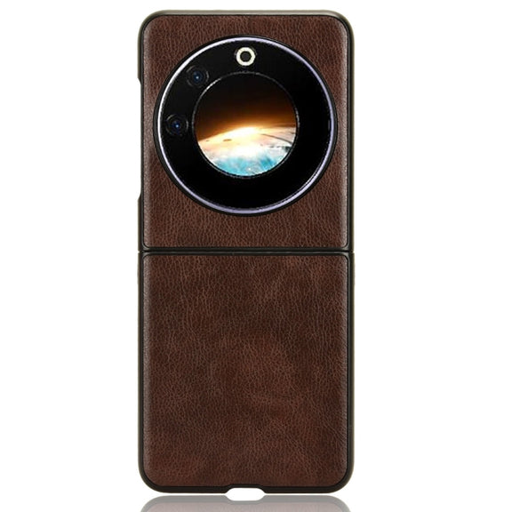For Tecno Phantom V Flip Litchi Texture Back Cover Phone Case(Brown)