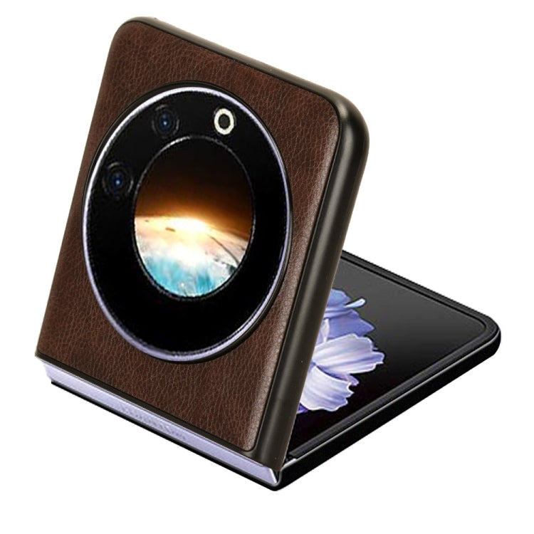 For Tecno Phantom V Flip Litchi Texture Back Cover Phone Case(Brown)