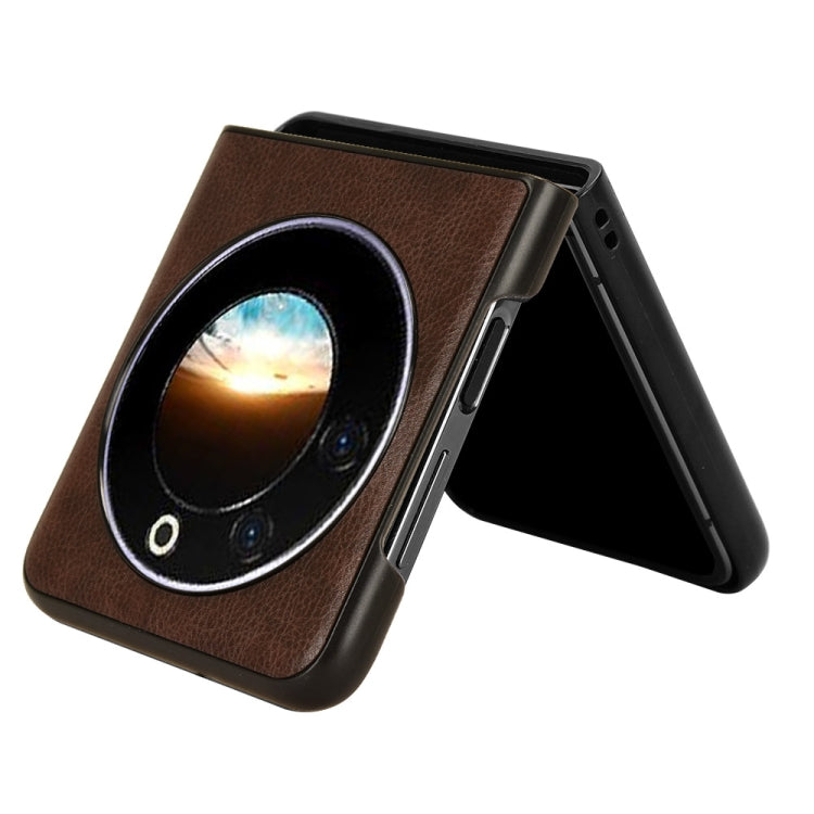 For Tecno Phantom V Flip Litchi Texture Back Cover Phone Case(Brown)