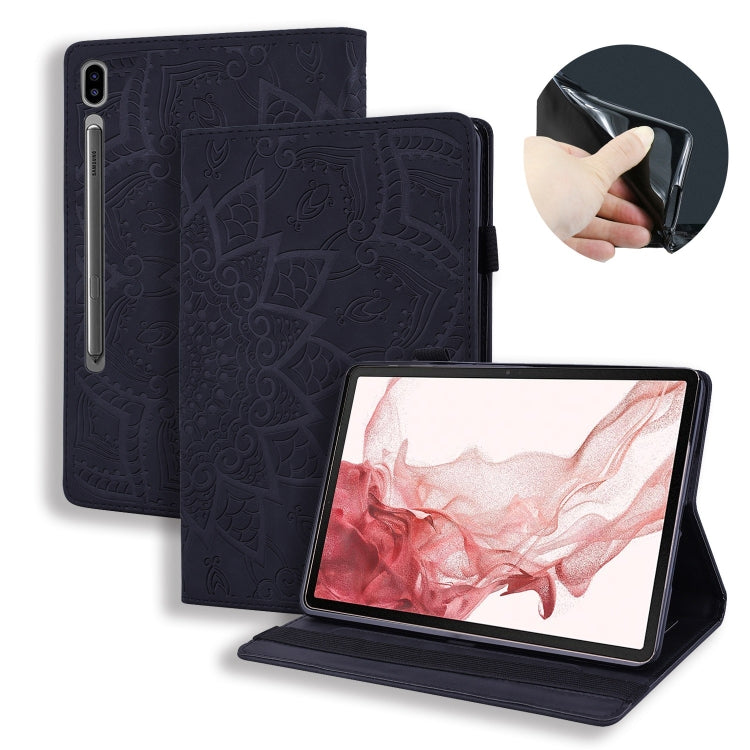 For Samsung Galaxy Tab S9 FE+ Calf Texture Embossed Leather Tablet Case(Black)