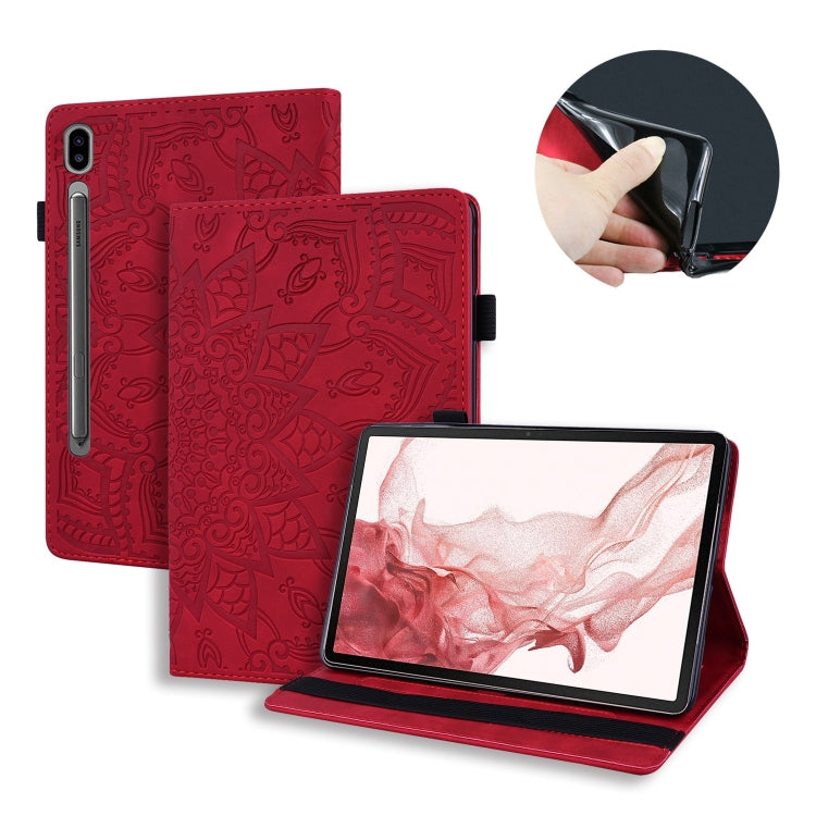 For Samsung Galaxy Tab S9 FE+ Calf Texture Embossed Leather Tablet Case(Red)