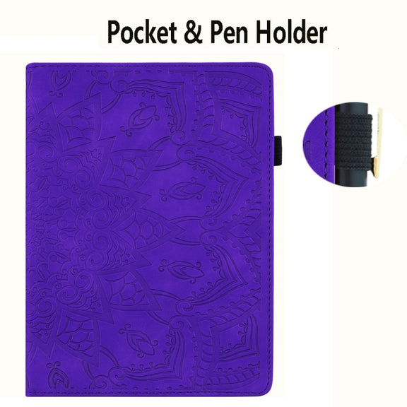 For Samsung Galaxy Tab S9 FE+ Calf Texture Embossed Leather Tablet Case(Purple)
