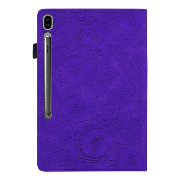 For Samsung Galaxy Tab S9 FE+ Calf Texture Embossed Leather Tablet Case(Purple)