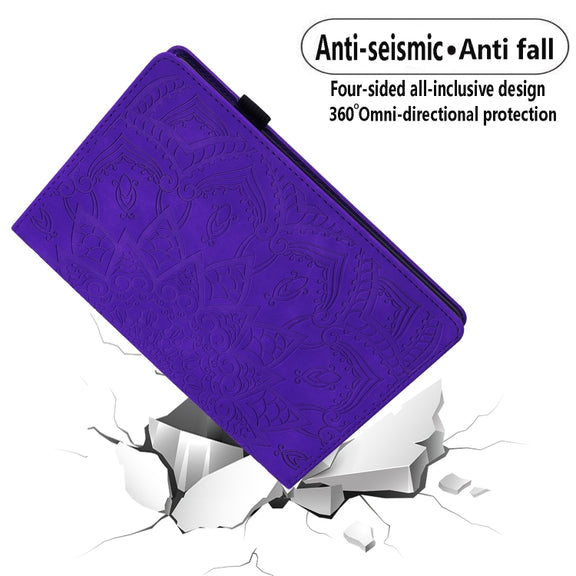 For Samsung Galaxy Tab S9 FE+ Calf Texture Embossed Leather Tablet Case(Purple)