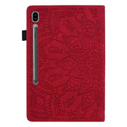 For Samsung Galaxy Tab S9 FE Calf Texture Embossed Leather Tablet Case(Red)