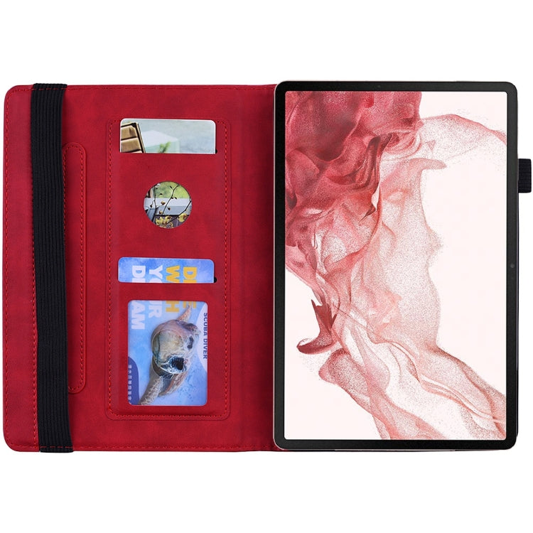 For Samsung Galaxy Tab S9 FE Calf Texture Embossed Leather Tablet Case(Red)