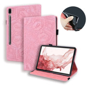 For Samsung Galaxy Tab S9 FE Calf Texture Embossed Leather Tablet Case(Pink)
