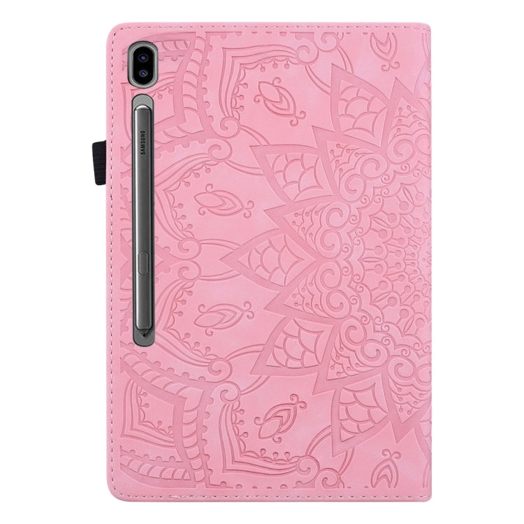 For Samsung Galaxy Tab S9 FE Calf Texture Embossed Leather Tablet Case(Pink)
