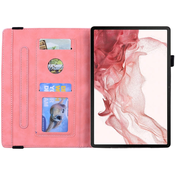 For Samsung Galaxy Tab S9 FE Calf Texture Embossed Leather Tablet Case(Pink)