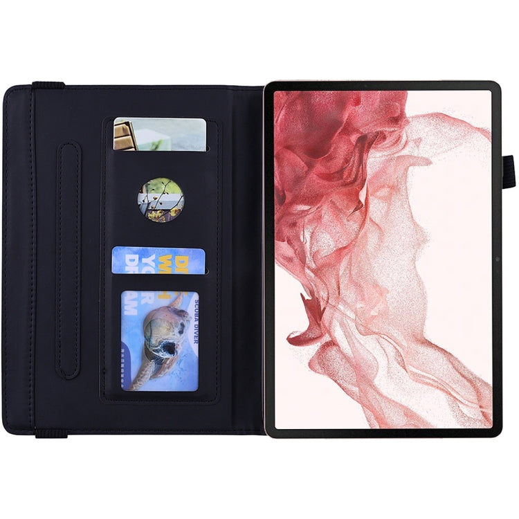 For Samsung Galaxy Tab S9 Ultra Calf Texture Embossed Leather Tablet Case(Black)