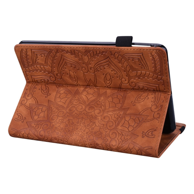 For Samsung Galaxy Tab S9 Ultra Calf Texture Embossed Leather Tablet Case(Brown)