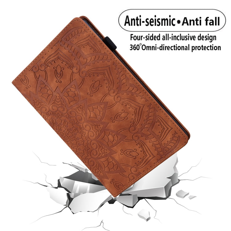 For Samsung Galaxy Tab S9 Ultra Calf Texture Embossed Leather Tablet Case(Brown)