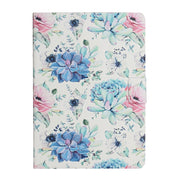 For Samsung Galaxy Tab A9+ Flower Pattern Horizontal Flip PU Tablet Case with Sleep / Wake-up Function(Blue Flower On White)