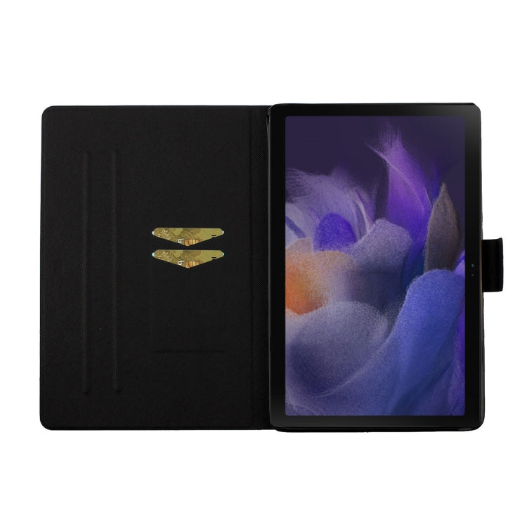 For Samsung Galaxy Tab A9+ Flower Pattern Horizontal Flip PU Tablet Case with Sleep / Wake-up Function(Blue Flower On White)