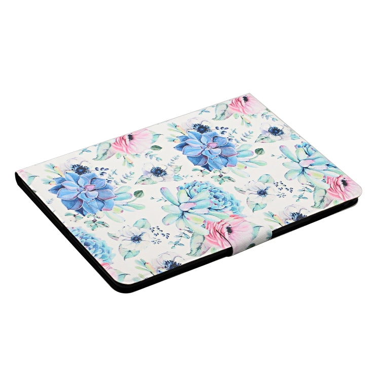 For Samsung Galaxy Tab A9+ Flower Pattern Horizontal Flip PU Tablet Case with Sleep / Wake-up Function(Blue Flower On White)