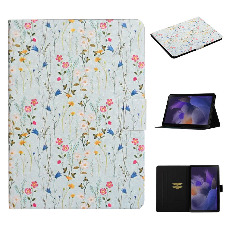 For Samsung Galaxy Tab A9+ Flower Pattern Horizontal Flip PU Tablet Case with Sleep / Wake-up Function(Small Floral)