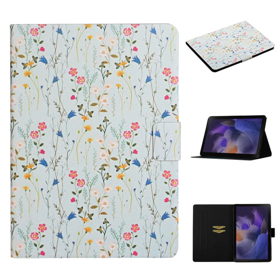 For Samsung Galaxy Tab A9+ Flower Pattern Horizontal Flip PU Tablet Case with Sleep / Wake-up Function(Small Floral)